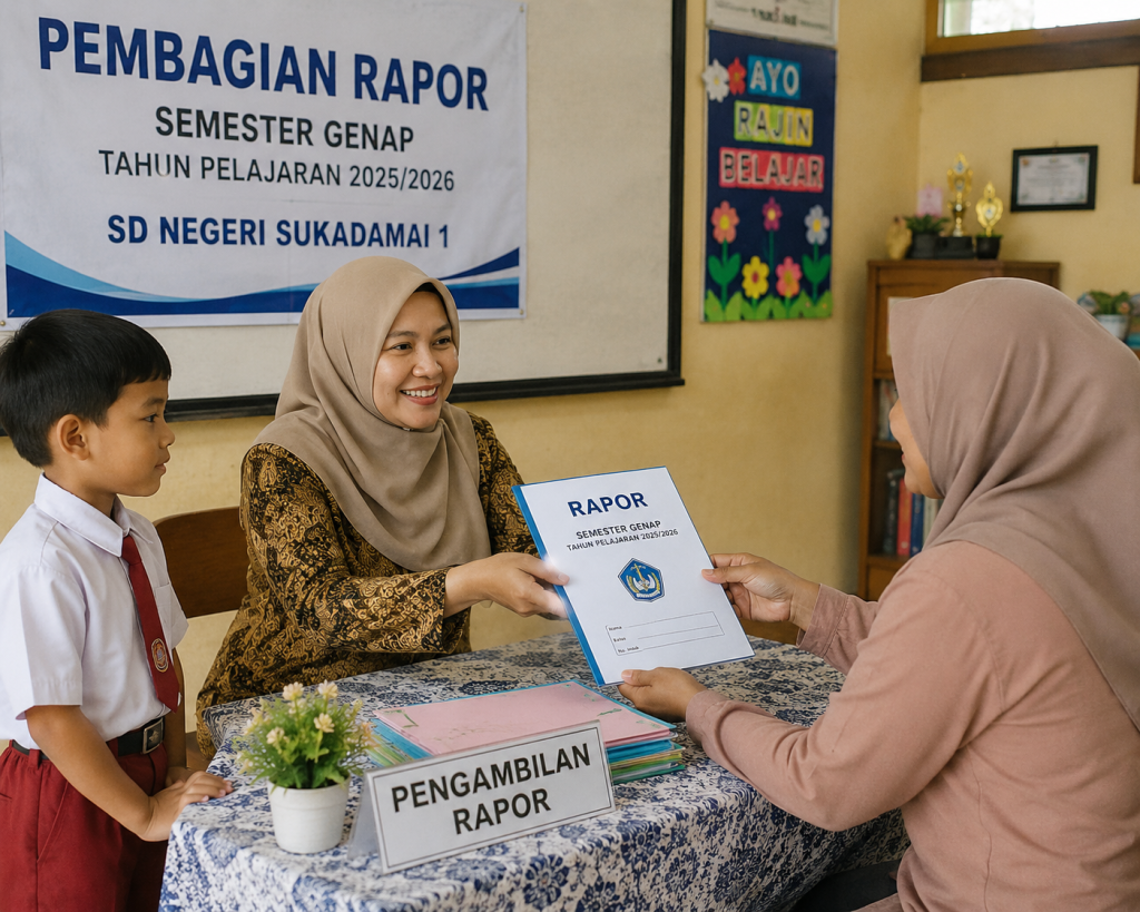 Pembagian Rapor Semester Genap Tahun Pelajaran 2025/2026 SD Negeri Sukadamai 1
